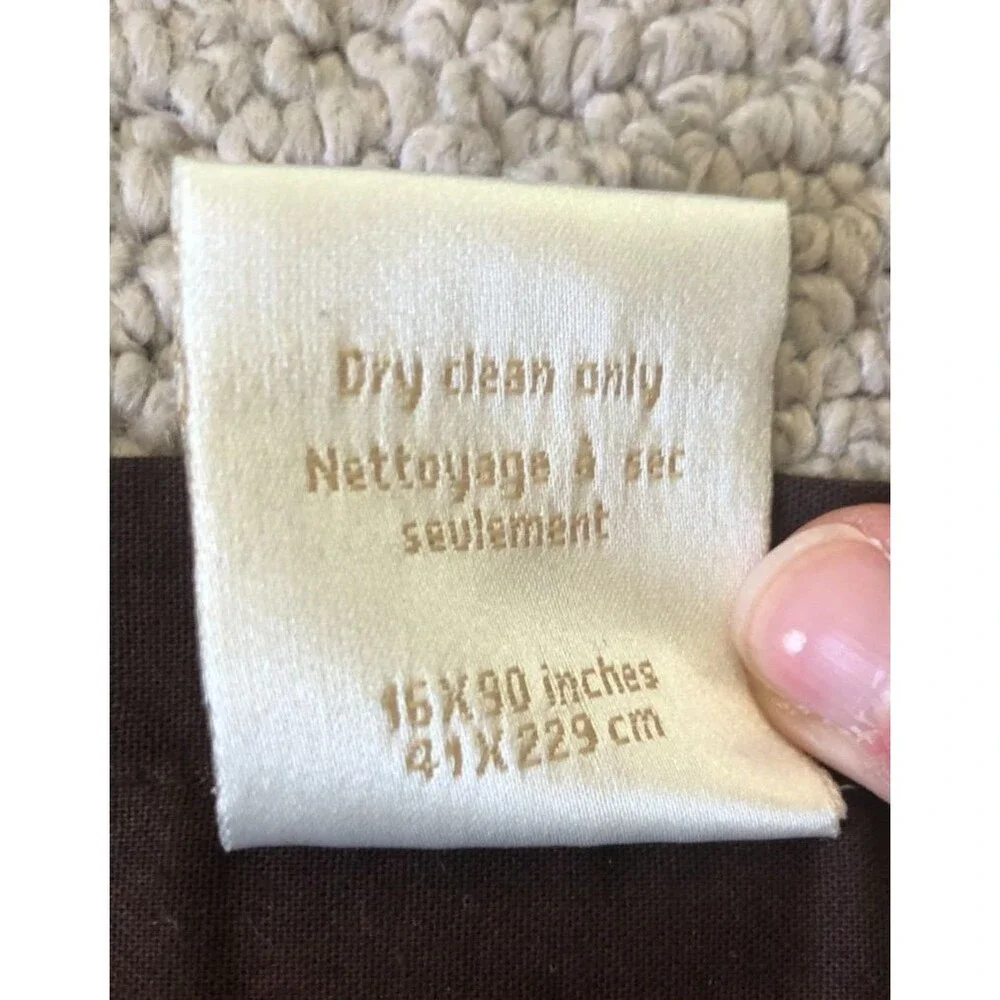 Williams Sonoma Table Runner Embroidered Floral Cotton Beige Brown India 16x90